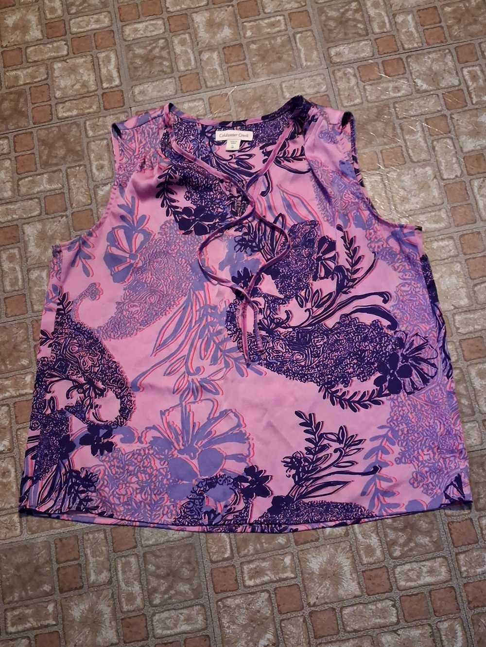 Coldwater Creek Pink & Purple Floral Sleeveless Size Large